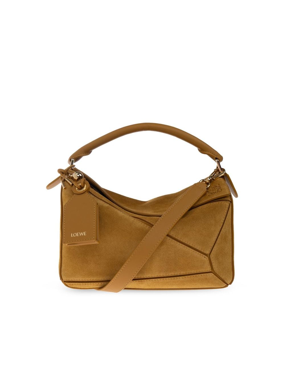 Loewe Suede Shoulder Bag 'Puzzle S' in Black | Lyst