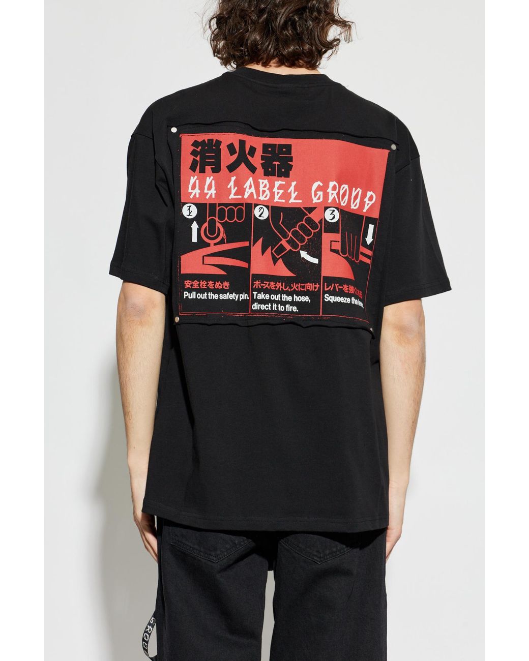 44 Label Group Black T-Shirt With Print for men