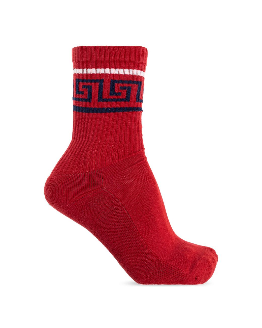 Versace Red Cotton Socks With Logo for men