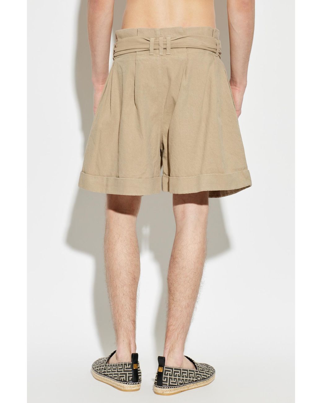 Balmain Natural Shorts With Belt for men