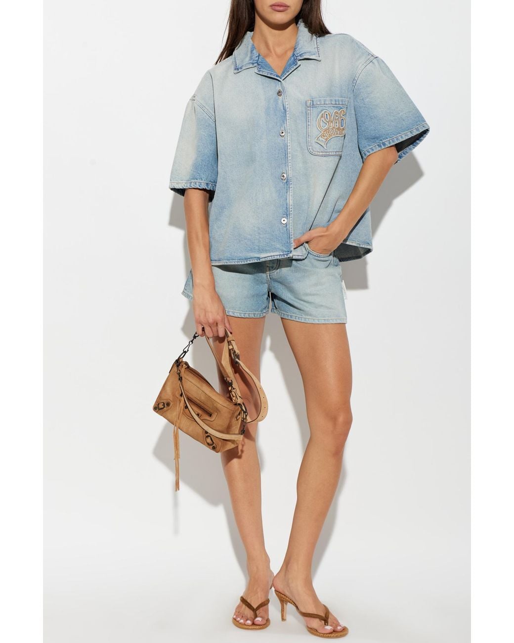Off-White c/o Virgil Abloh Blue Denim Shirt With Pocket