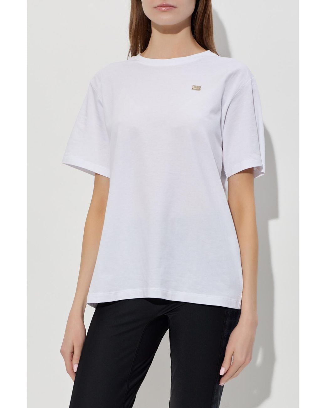 EA7 White T-Shirt With Logo Patch