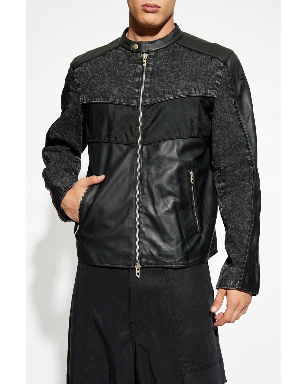 DIESEL Black Jacket L-Leopol for men
