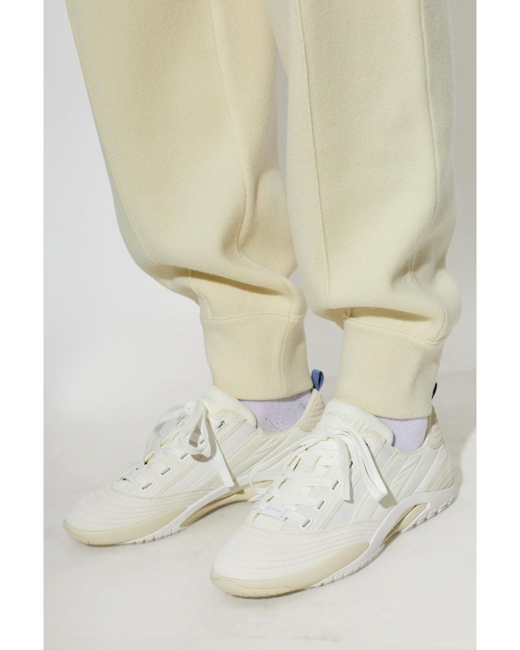 Lanvin White 'New Soccer Lace Up' Sneakers for men