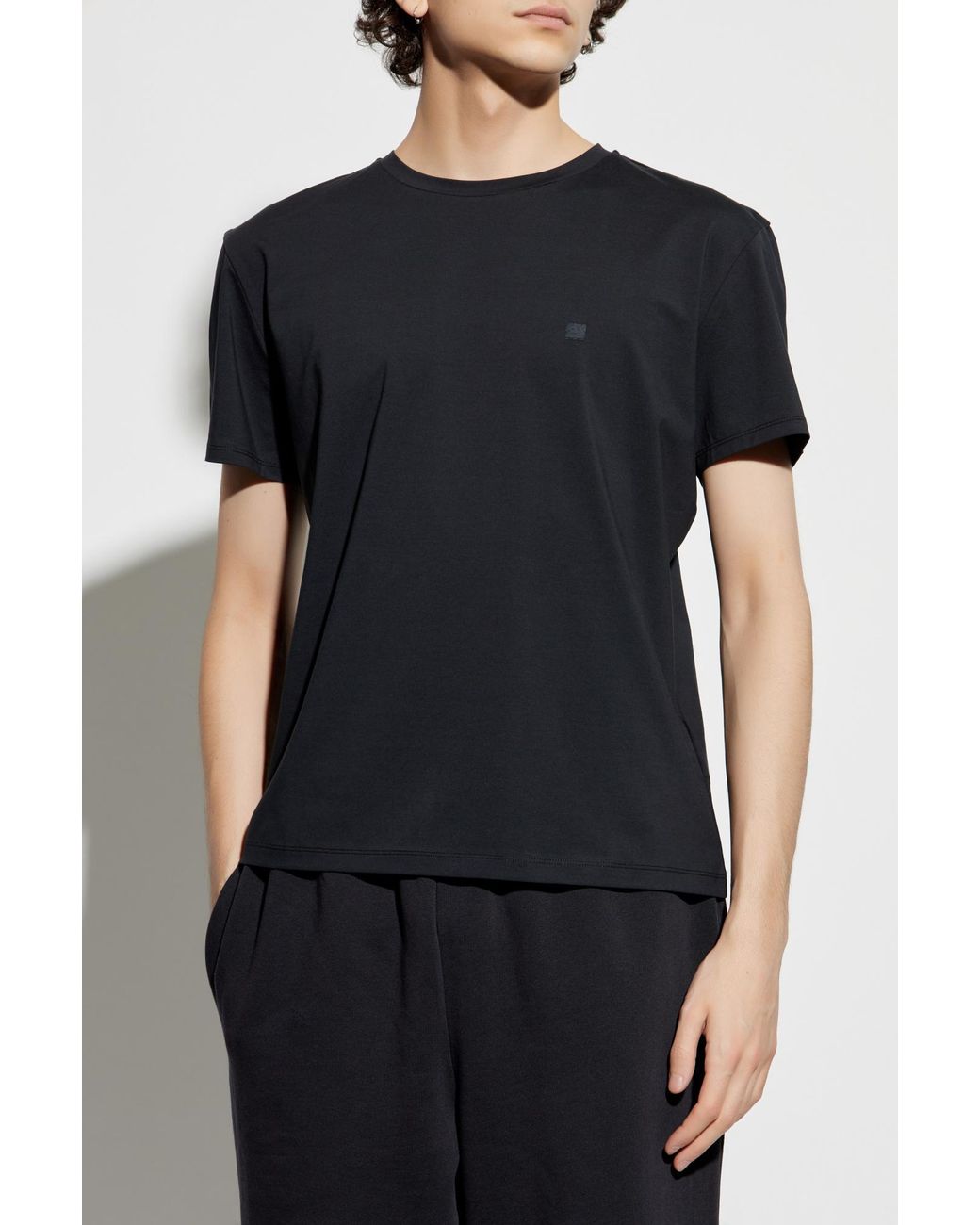 Acne Black T-Shirt With Logo for men