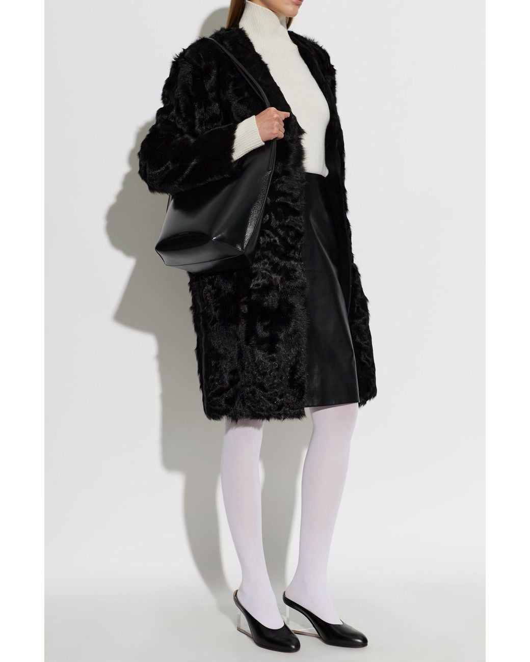 Jil Sander Black Fur Coat