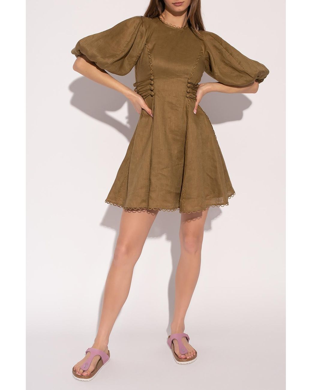 Zimmermann Linen Dress in Green Lyst