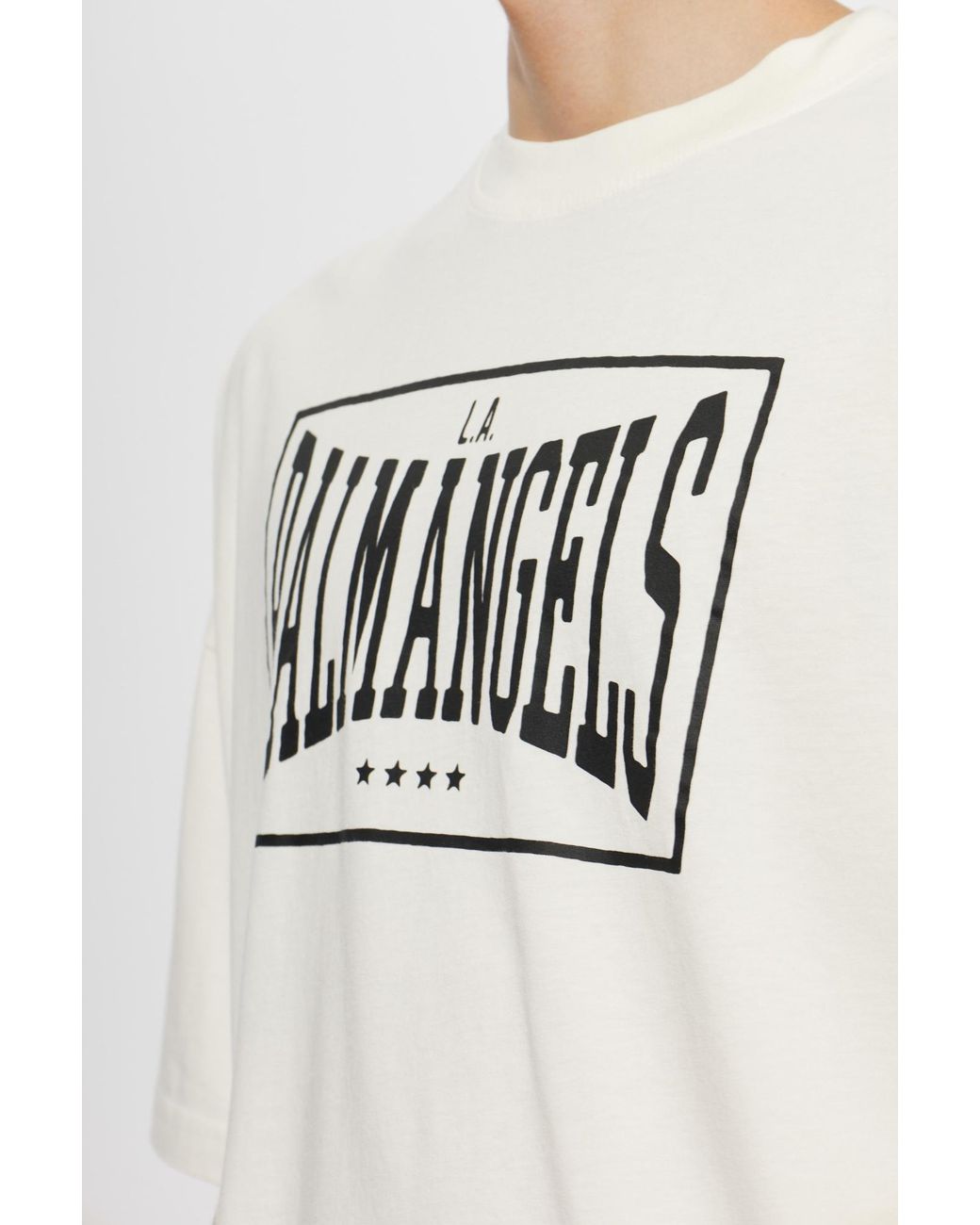 Palm Angels White T-Shirt With Print for men