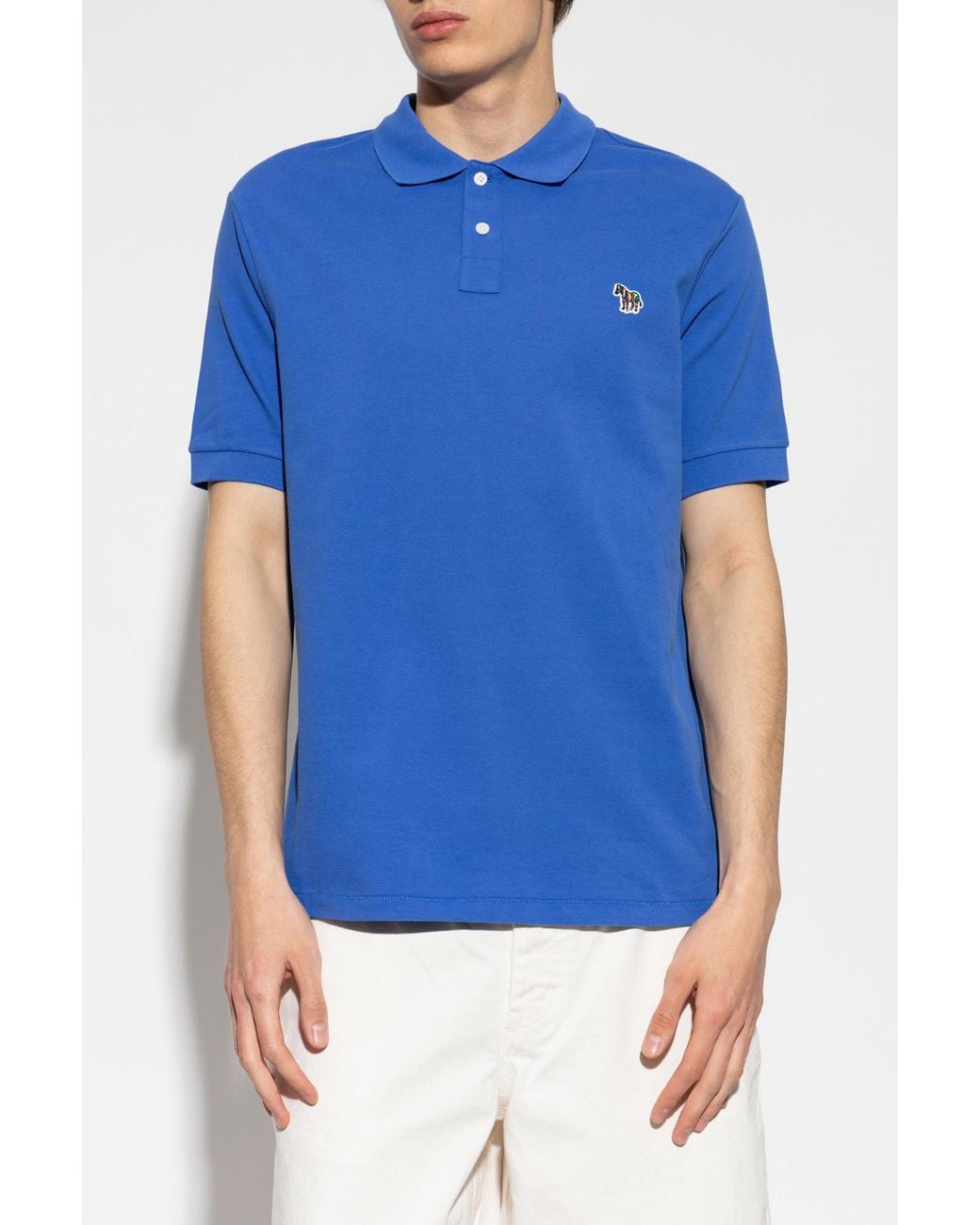 Paul Smith Blue Polo With Patch for men