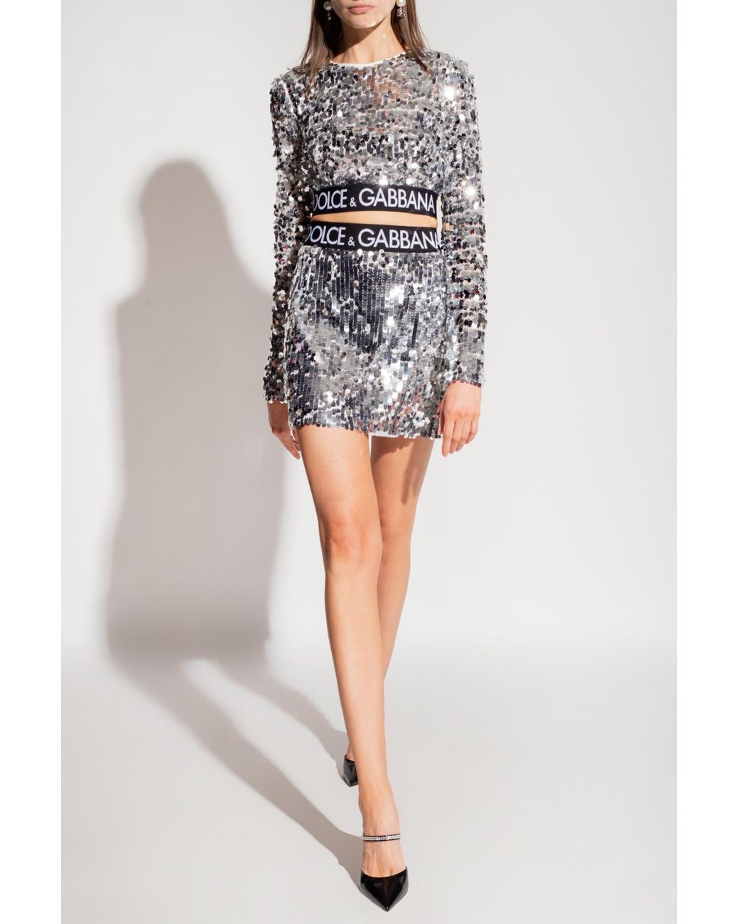 Dolce & Gabbana Floral sequin-embellished Denim Skirt - Farfetch