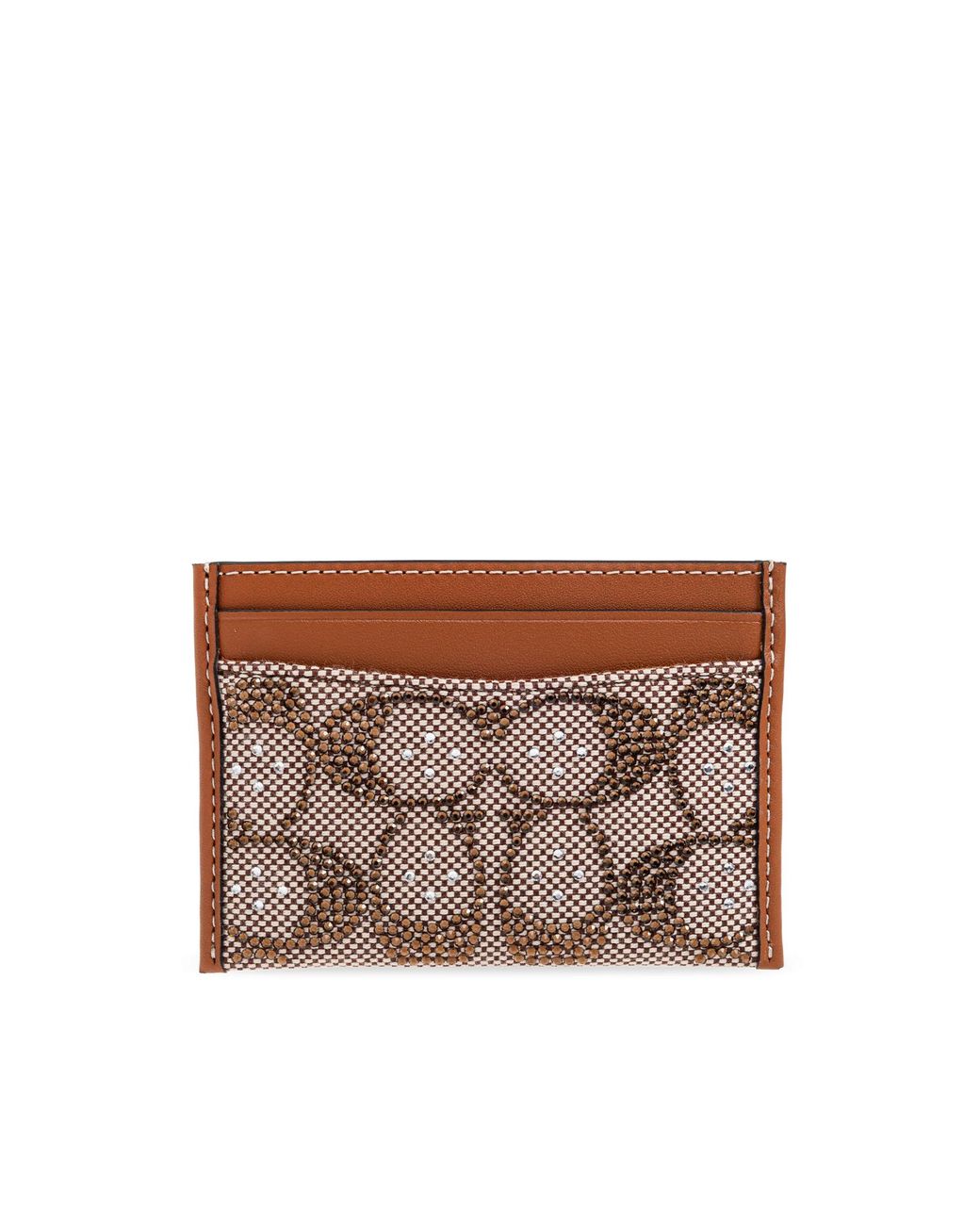 COACH Brown Card Case With Shimmering Crystals for men