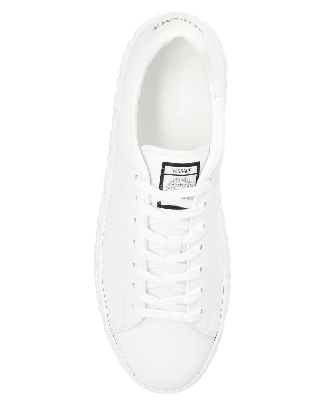 Versace White Greca Leather Low-Top Sneakers for men