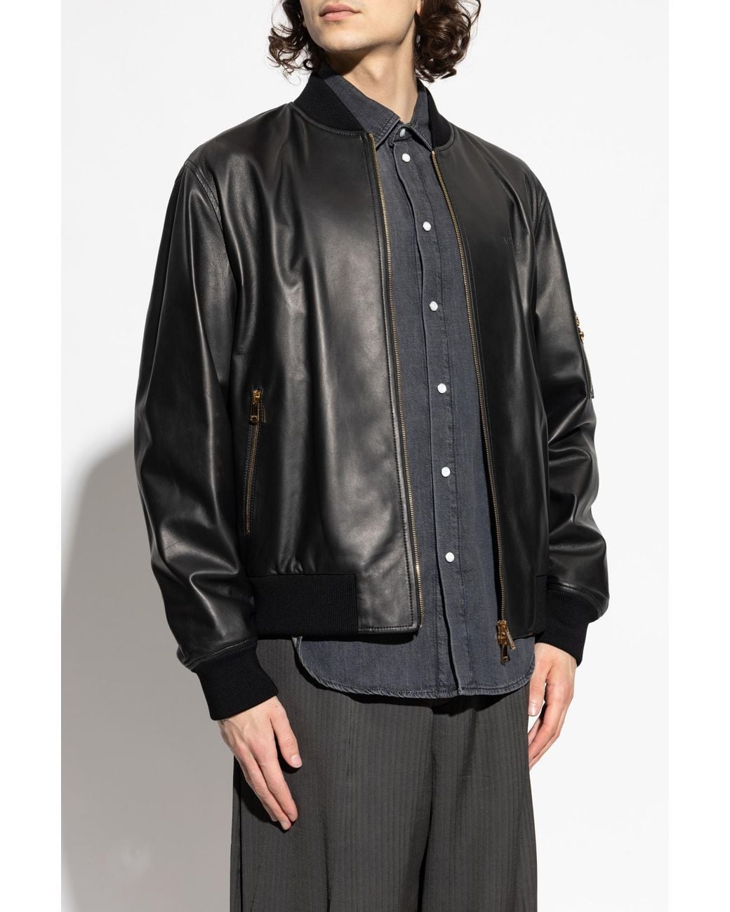 Versace Black Leather Jacket for men
