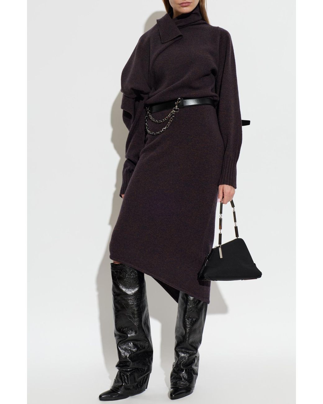 The Attico Blue Wool Dress With A Pleat