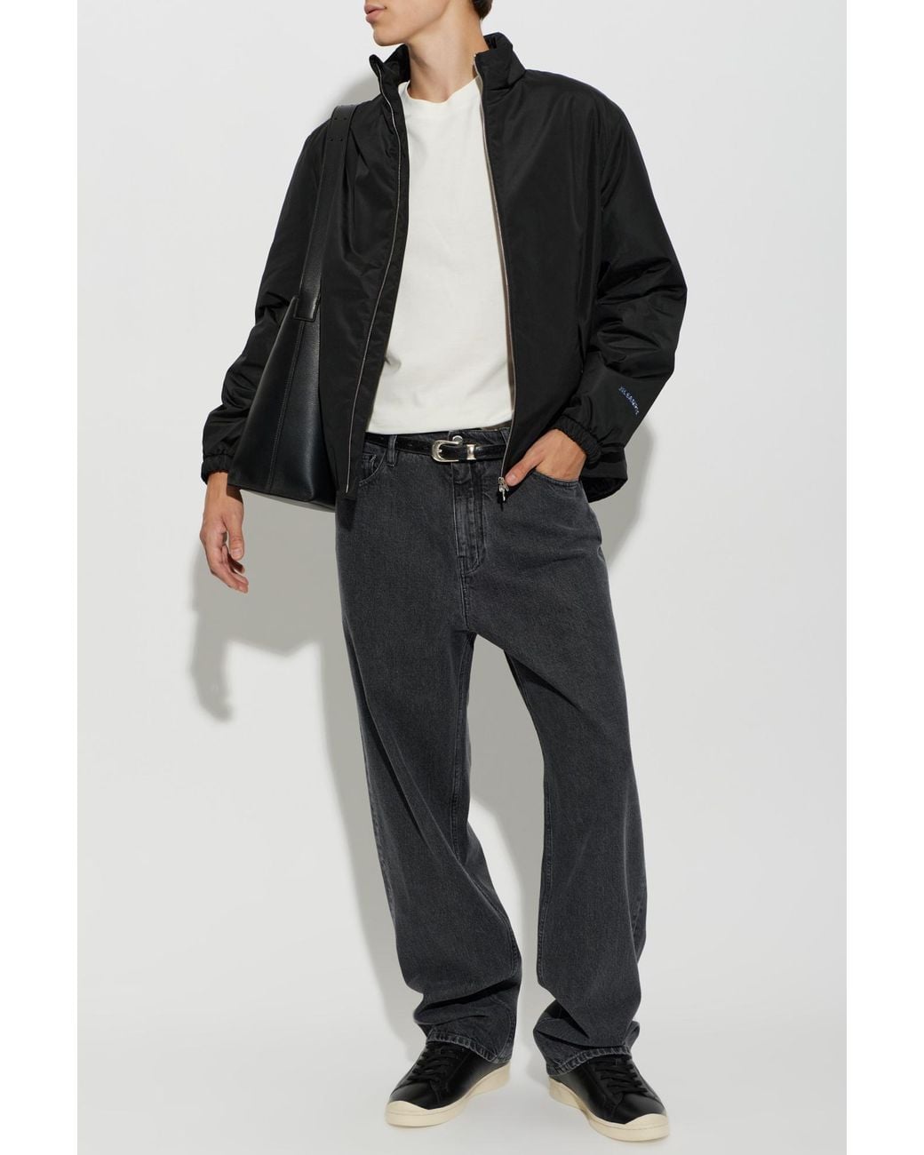 Jil Sander Black Insulated Jacket With Stand-Up Collar for men