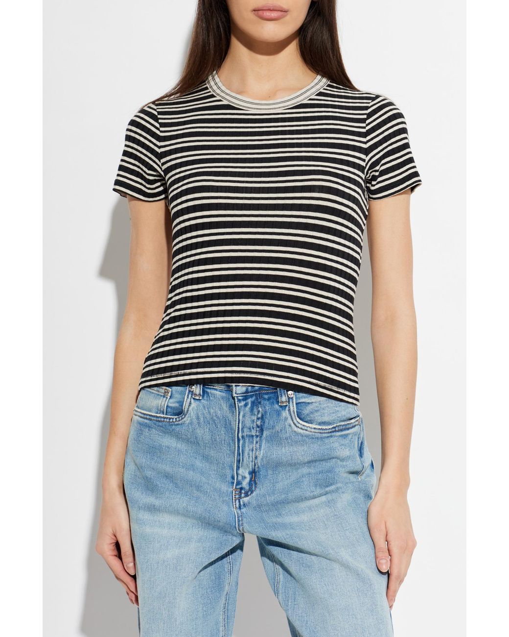 Rag & Bone Black Top With A Striped Pattern