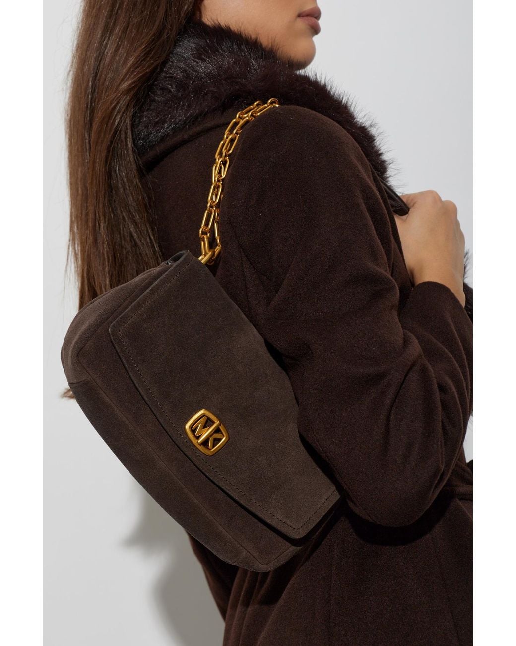 MICHAEL Michael Kors Black 'Baryant' Suede Shoulder Bag