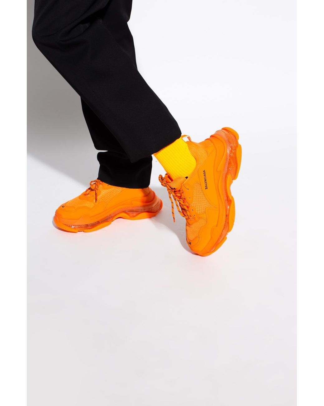 Balenciaga 'triple S' Sneakers in Orange for Men | Lyst