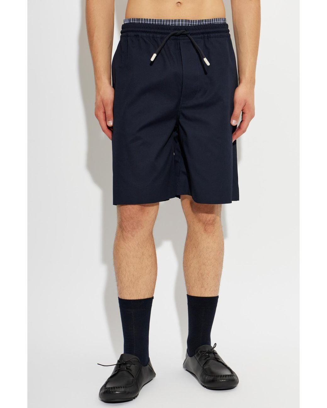 Loewe Blue Shorts With Embroidered Logo for men