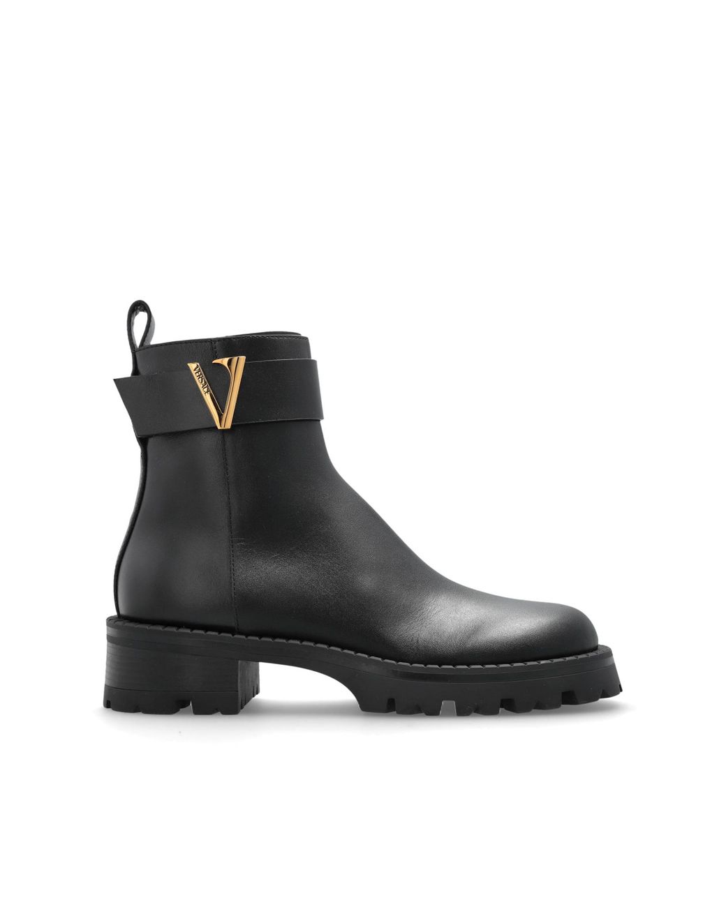 Versace Black Leather Ankle Boots