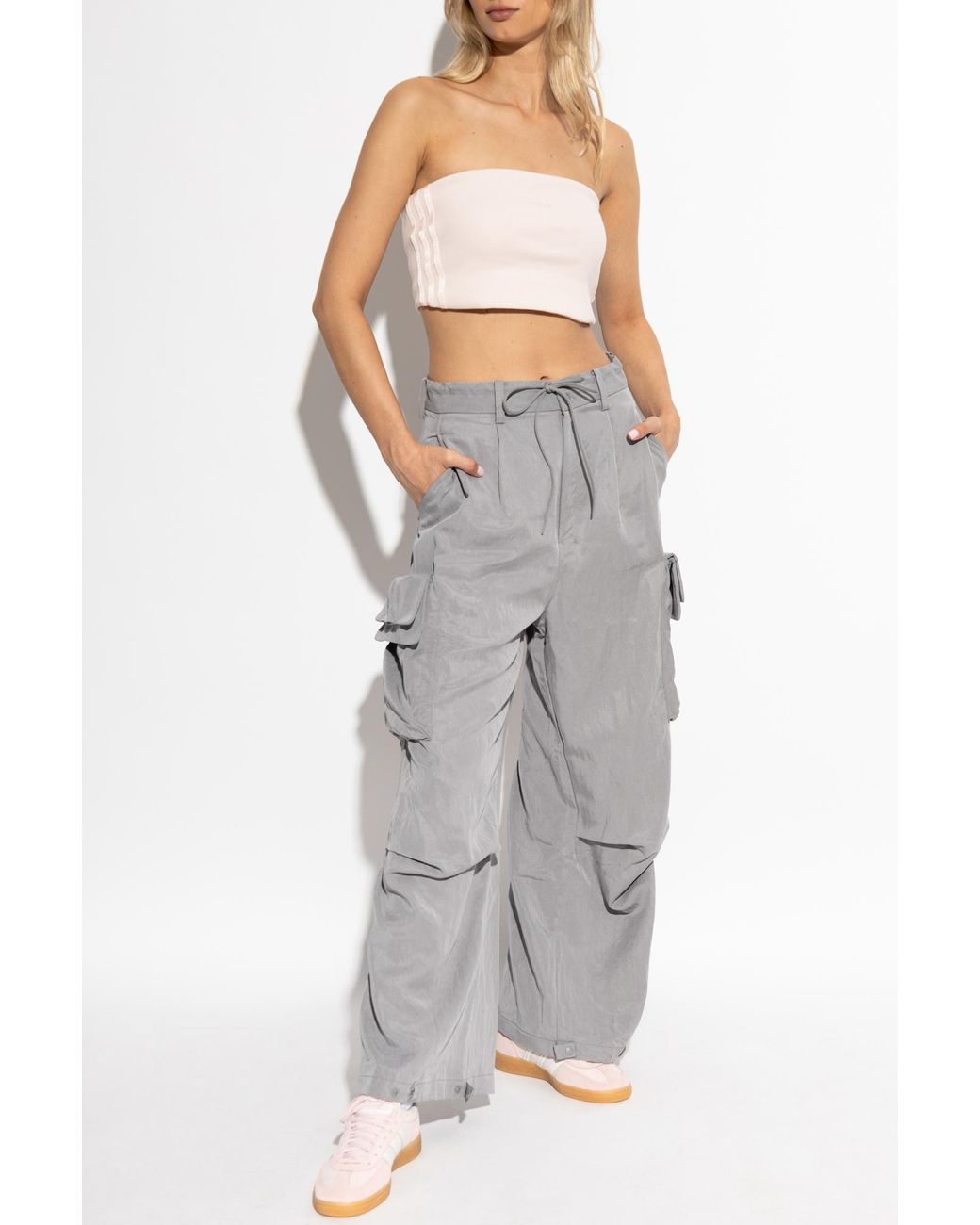 adidas Originals Ribbed Off Shoulder Branded Top in Pink Lyst UK