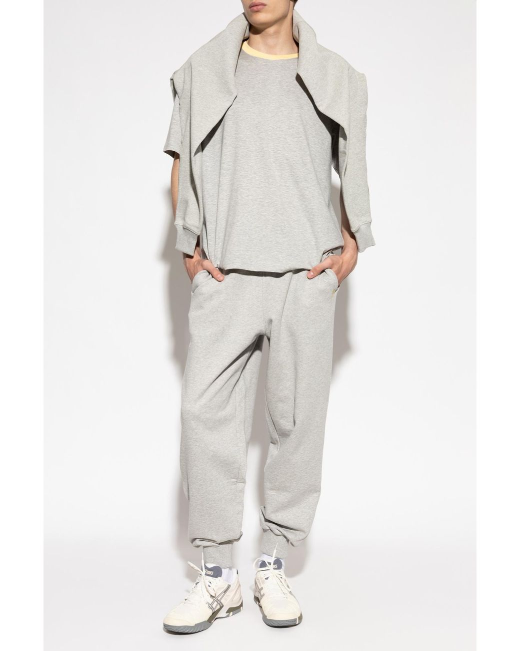 AMI White Sweatpants With Embroidered Logo for men