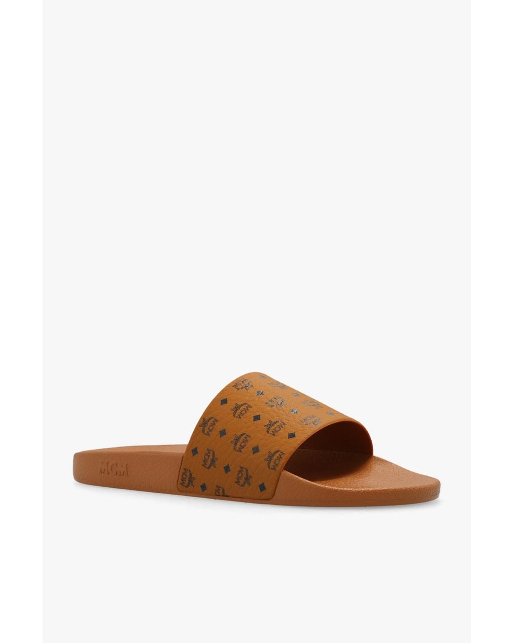 MCM Brown Rubber Slides for men
