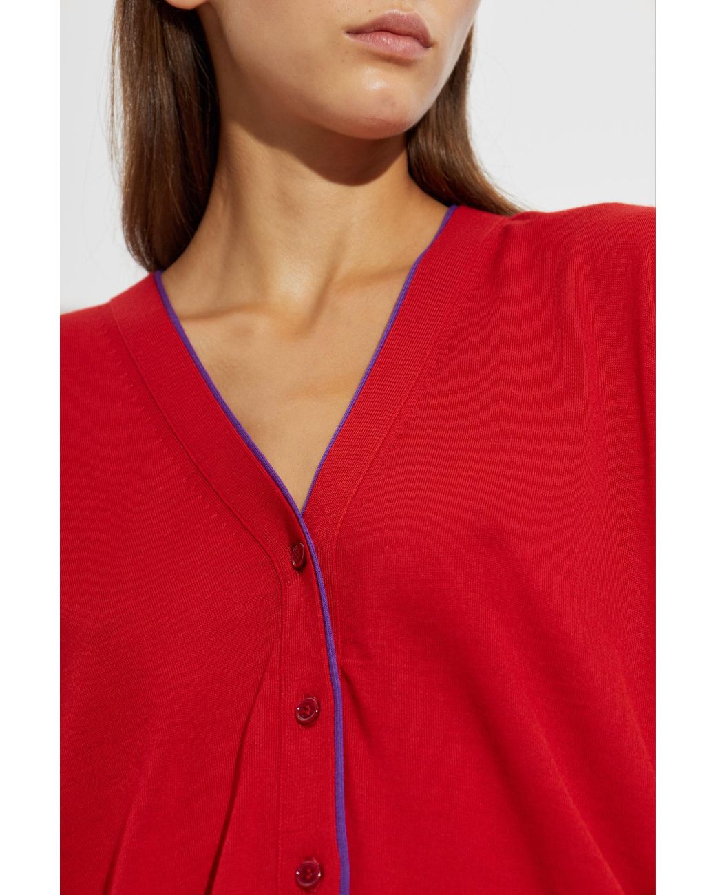 Versace Red Wool Cardigan