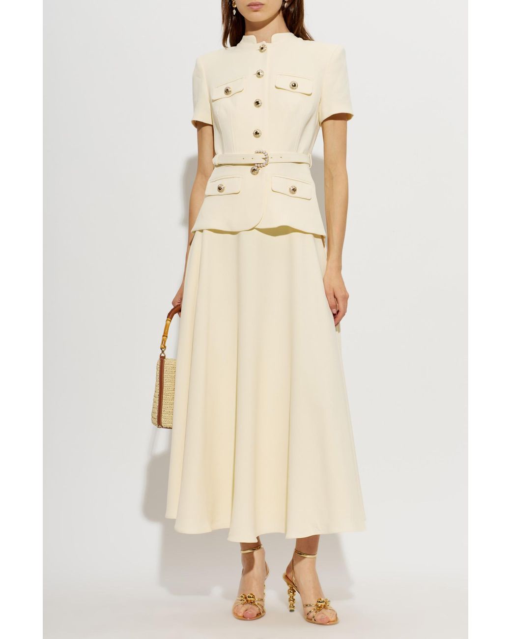 Self-Portrait White Two-Piece Dress With Belt