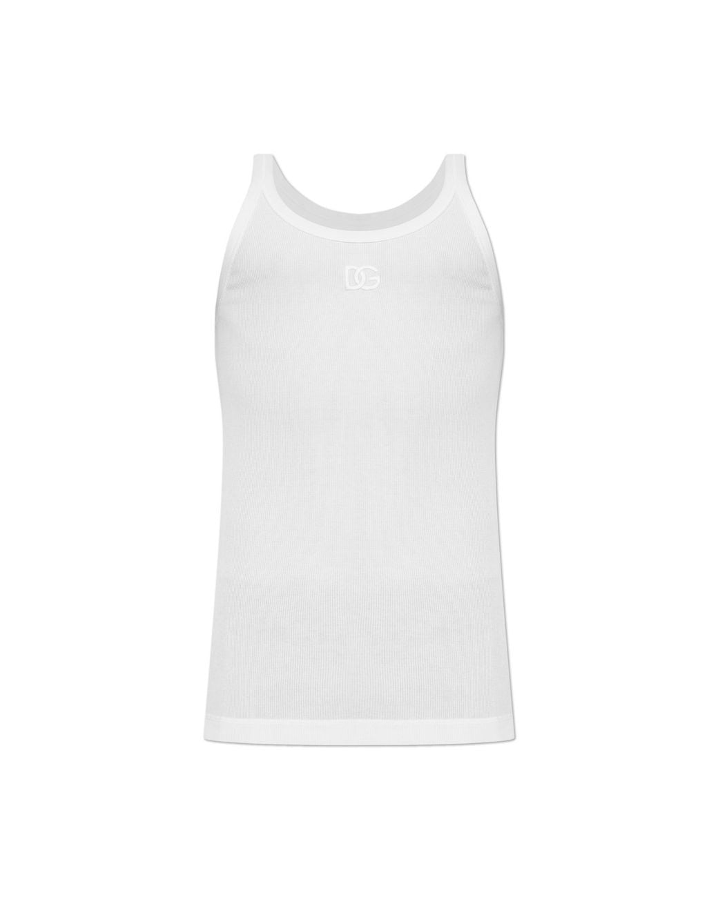 Dolce & Gabbana White Ribbed Sleeveless T-Shirt for men