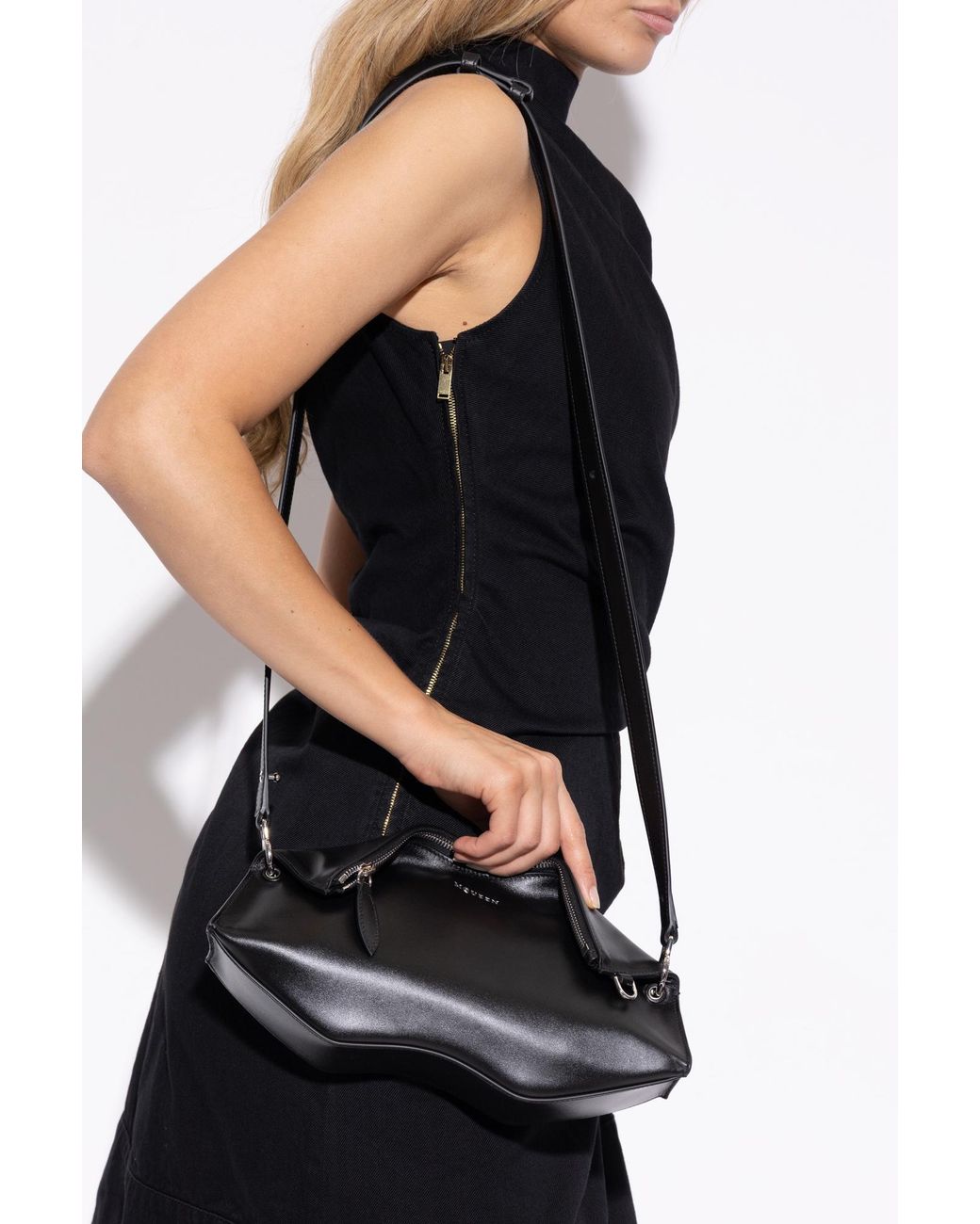 McQueen Black Shoulder Bag "Manta"
