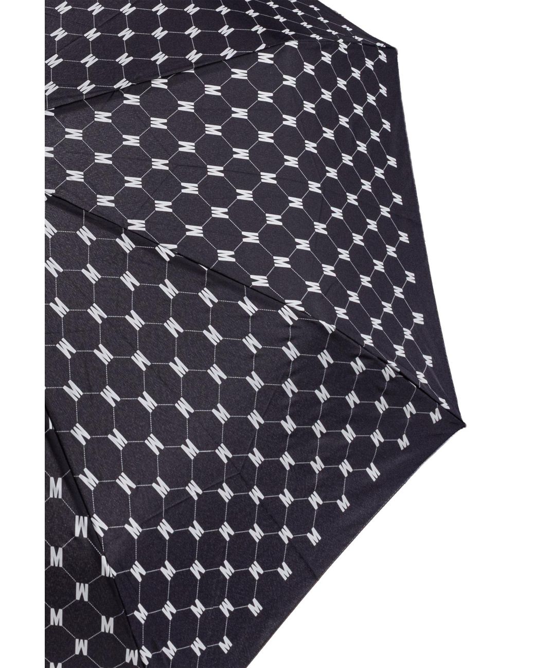 Moschino Black Folding Umbrella With Monogram
