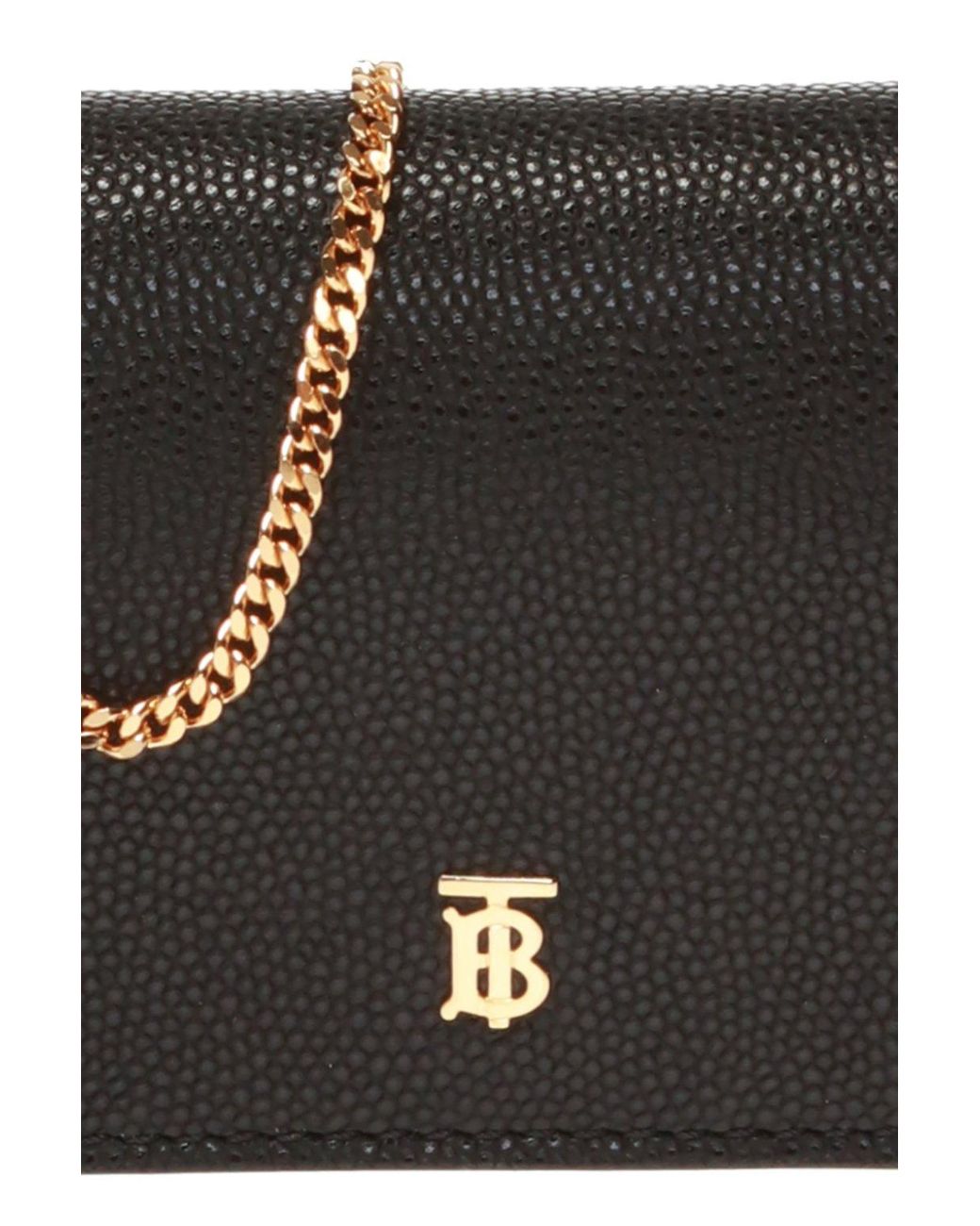 Shop Burberry Leather Chain Wallet Logo Card Holders by ACCESS