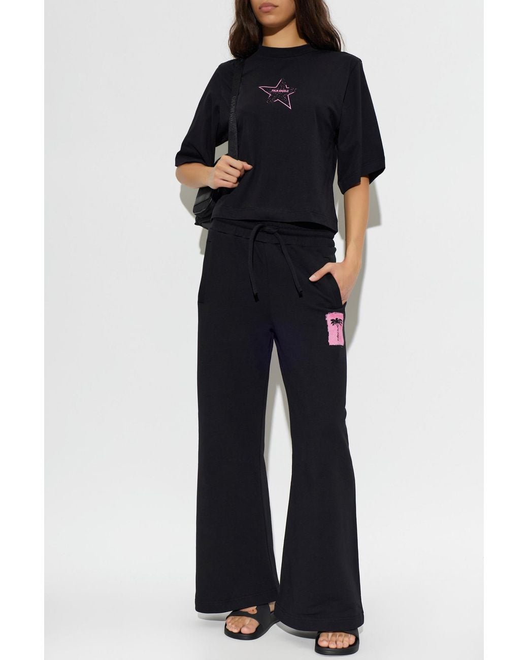 Palm Angels Black Cotton Printed T-Shirt