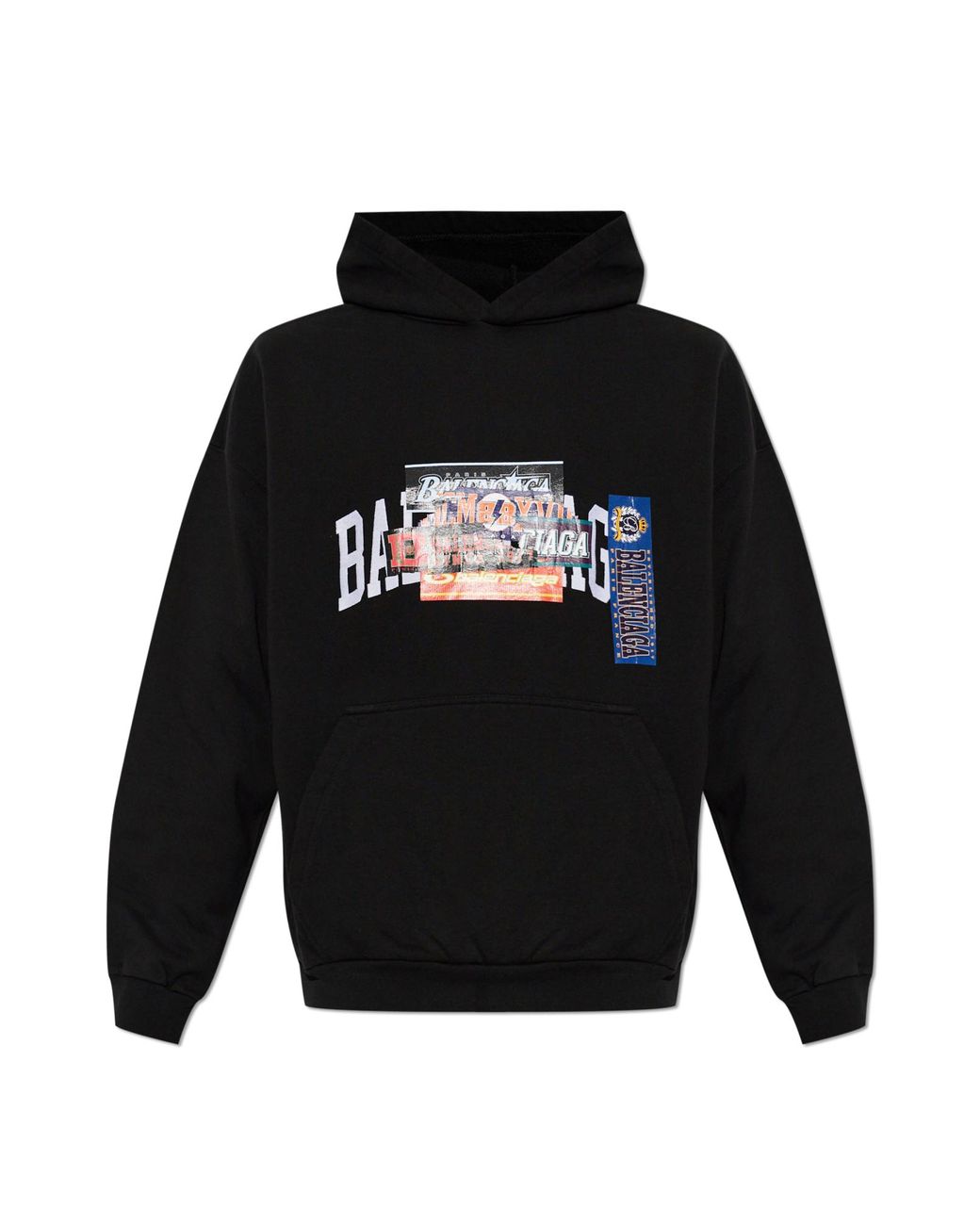Balenciaga Black Sweatshirt With Colorful Print for men