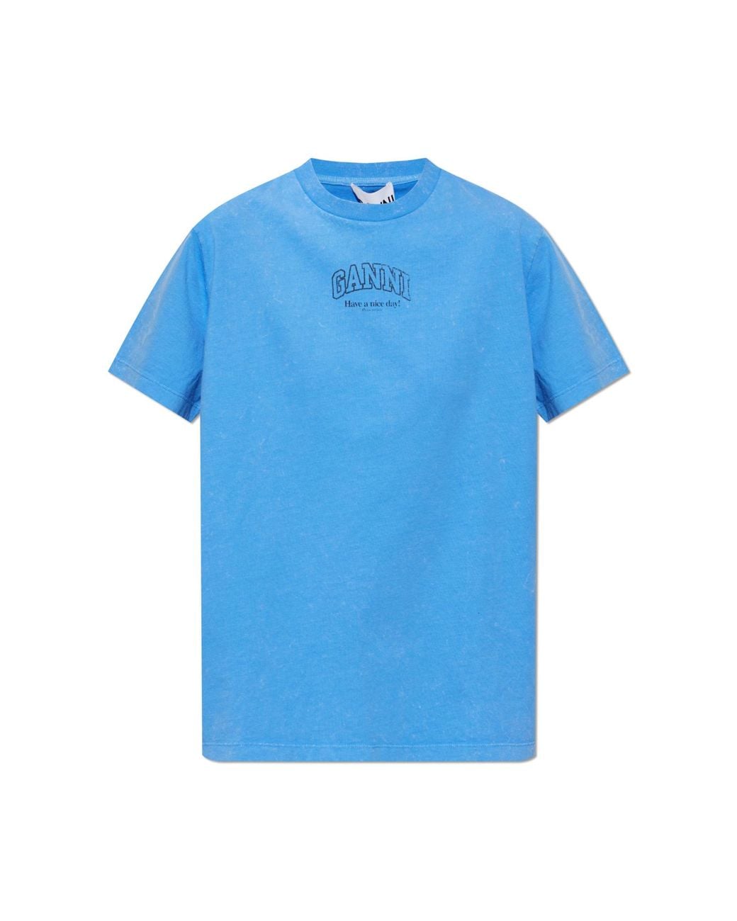 Ganni Blue T-Shirt With Logo