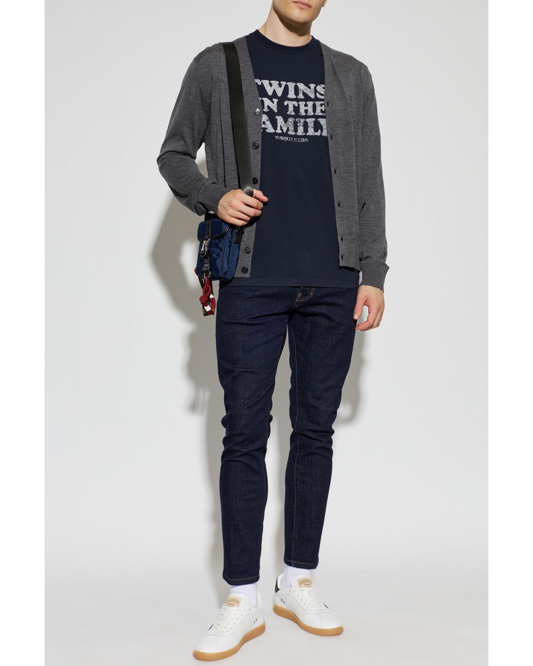 DSquared² Gray Wool Cardigan With Pockets for men