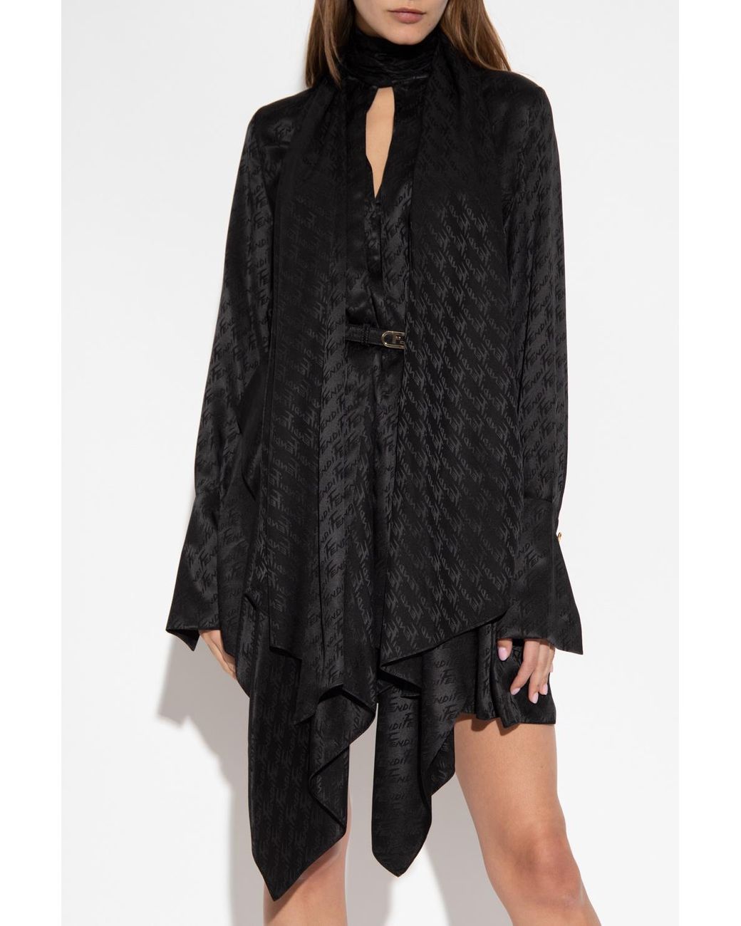 Fendi Silk Dress in Black | Lyst