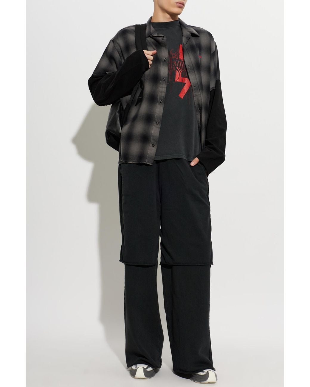 44 Label Group Black Shirt With A 'Vintage' Effect for men