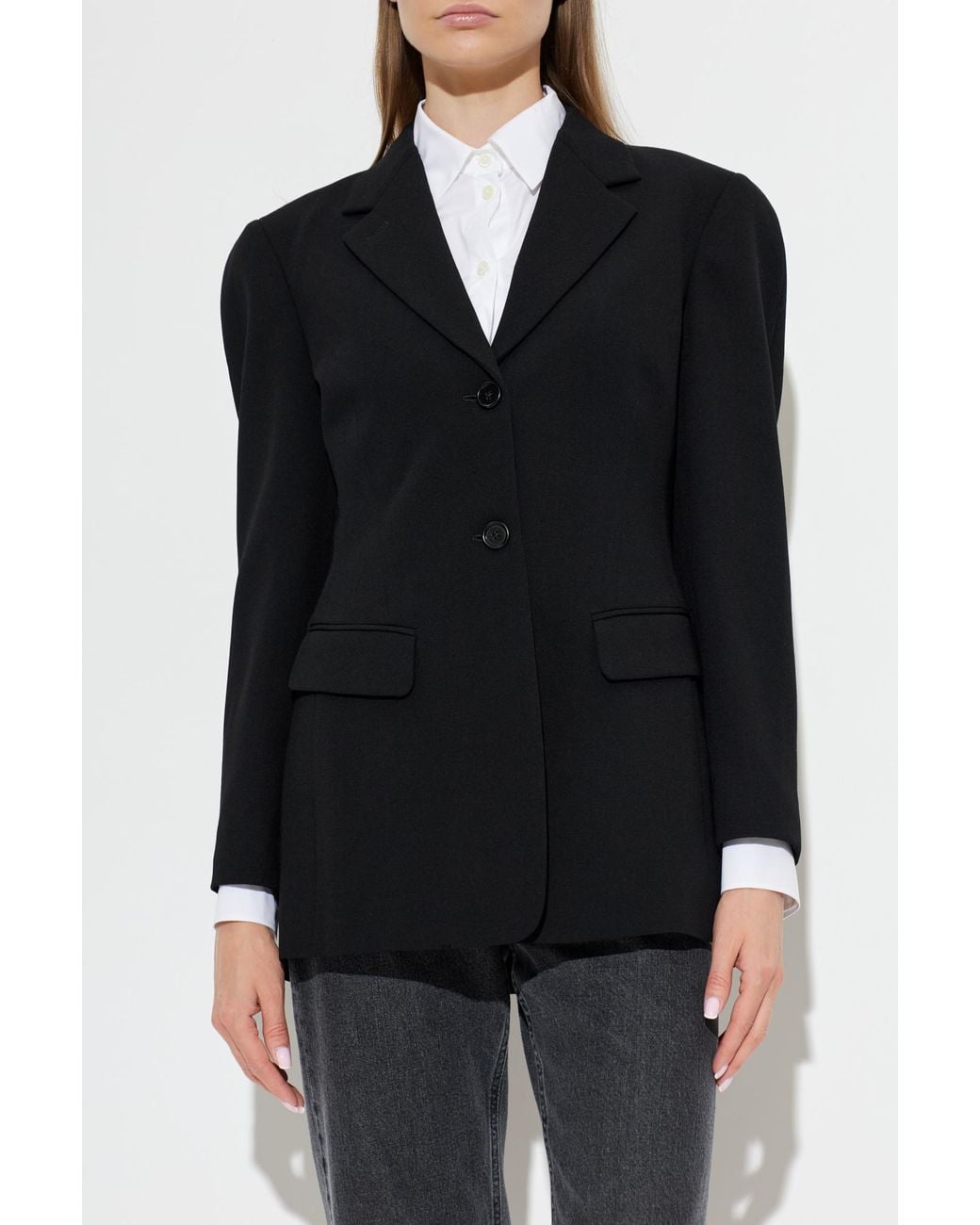 Jil Sander Black Wool Blazer With Notch Lapels