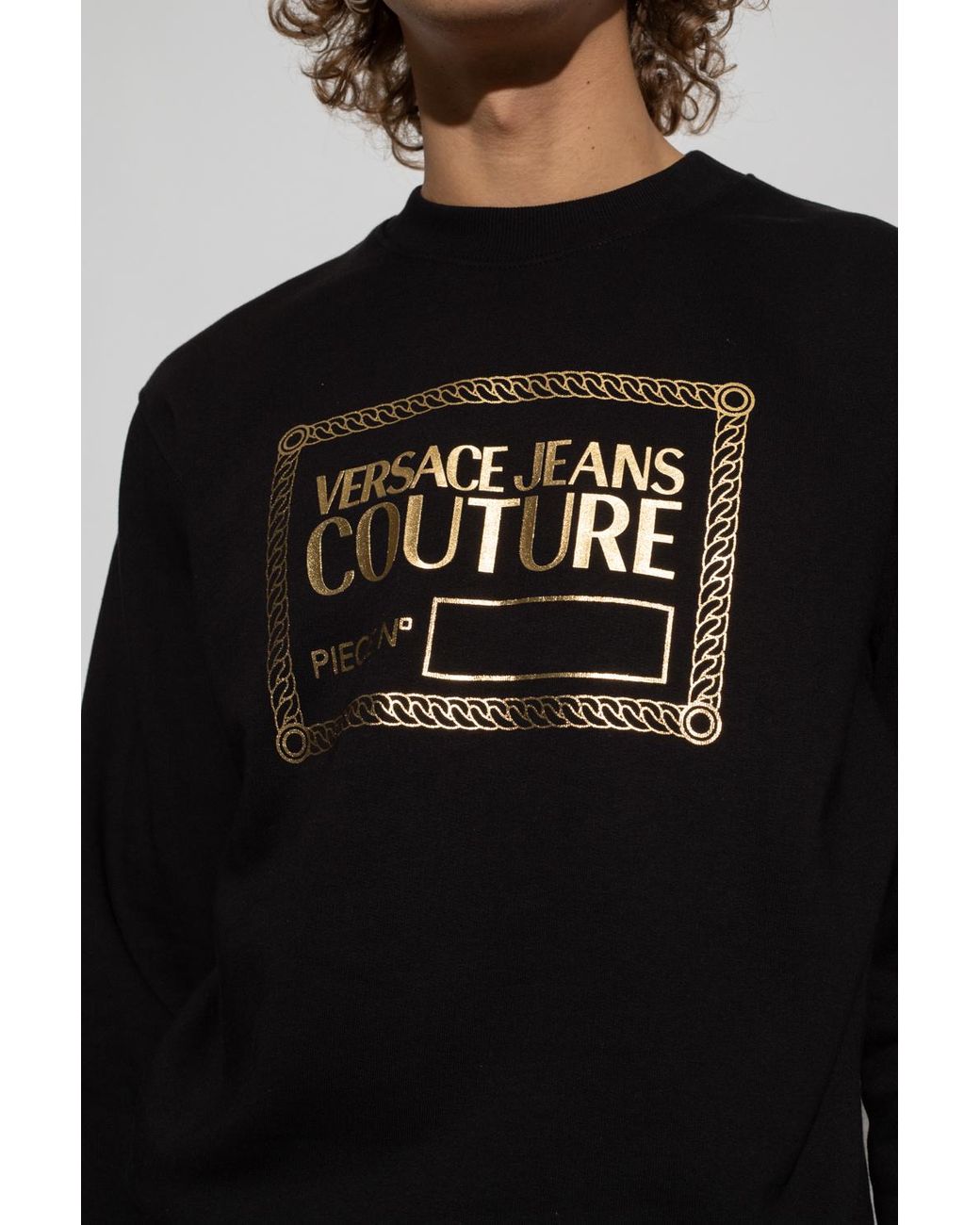 Versace Jeans Couture Denim Label Sweatshirt in Black for Men gym and workout clothes Sweatshirts Mens Clothing Activewear 
