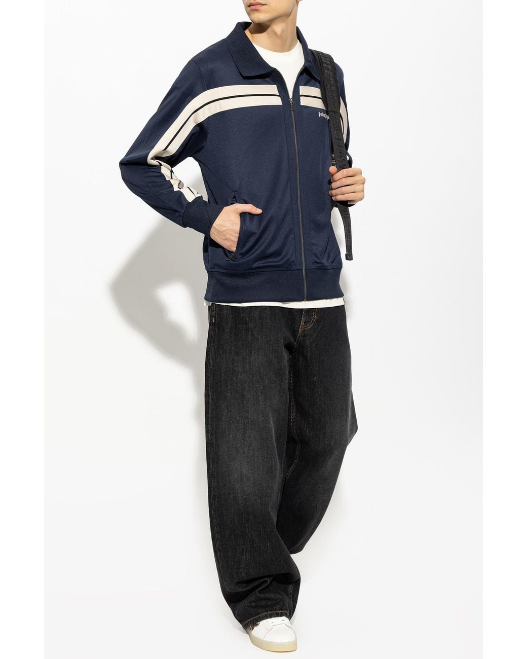 Palm Angels Blue Zip-Up Sweatshirt for men
