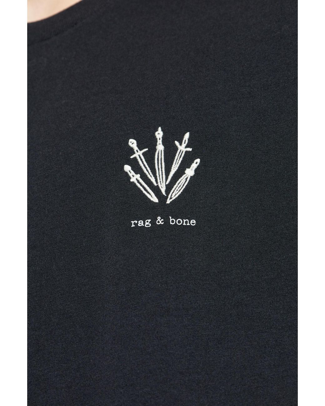 Rag & Bone Black Cotton T-Shirt With Logo for men