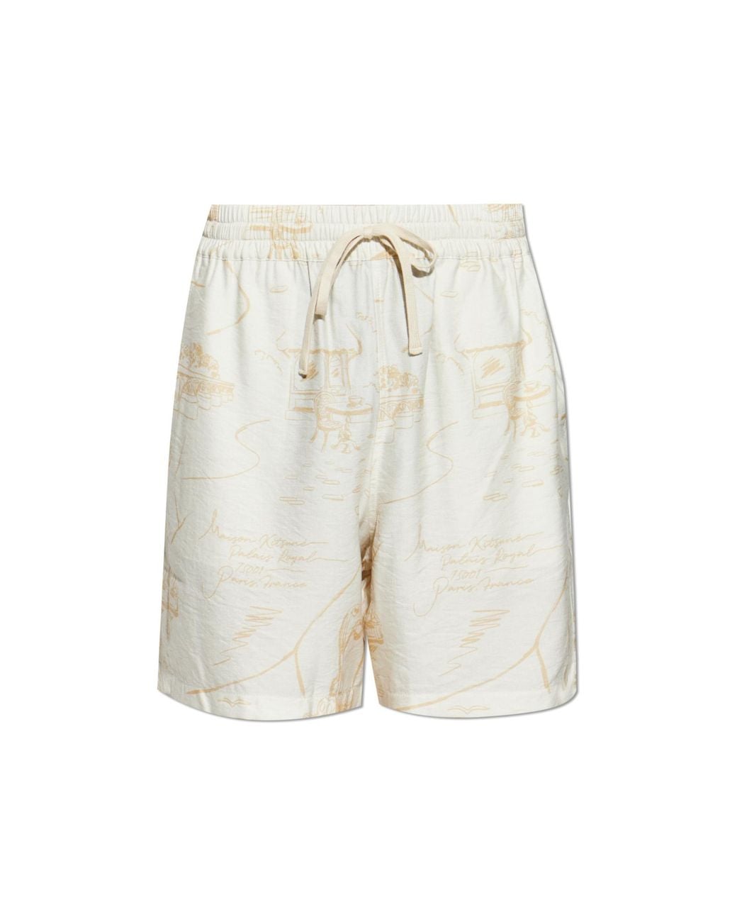 Maison Kitsuné White Printed Shorts for men
