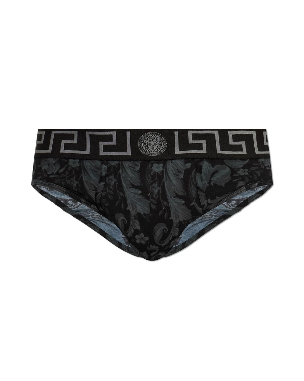 Versace Black Cotton Briefs With Logo for men
