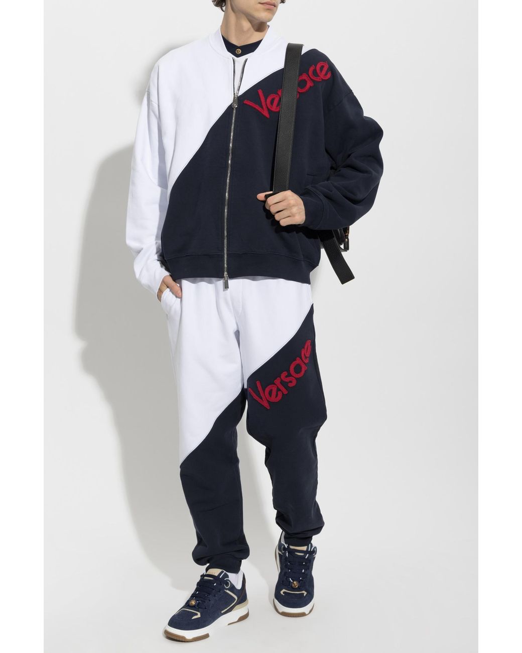 Versace Blue Zip-Up Sweatshirt for men