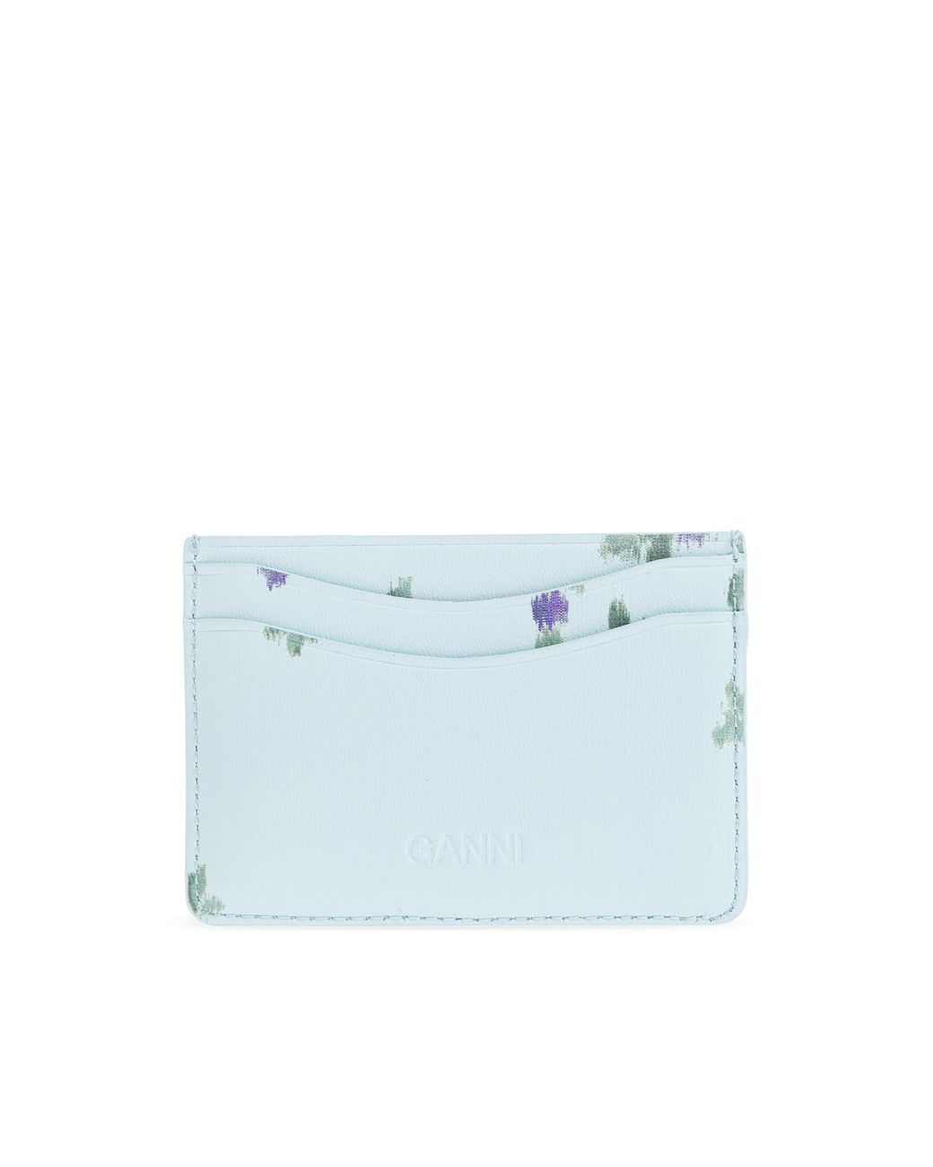 Ganni Card Case With Floral Motif in Blue | Lyst