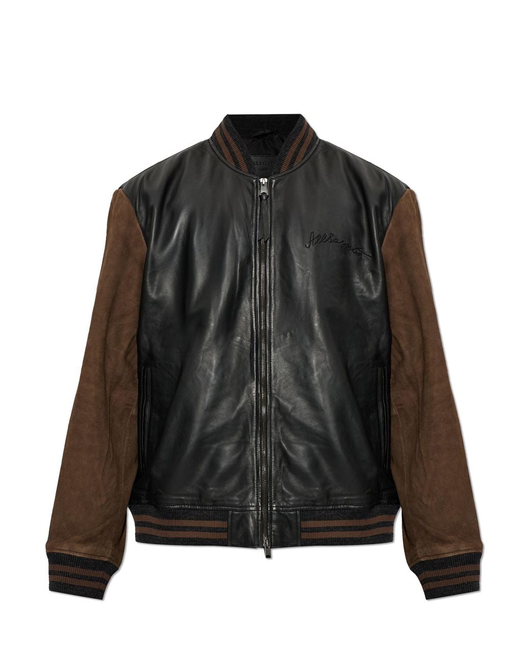 AllSaints Black 'Blanco' Leather Bomber Jacket for men