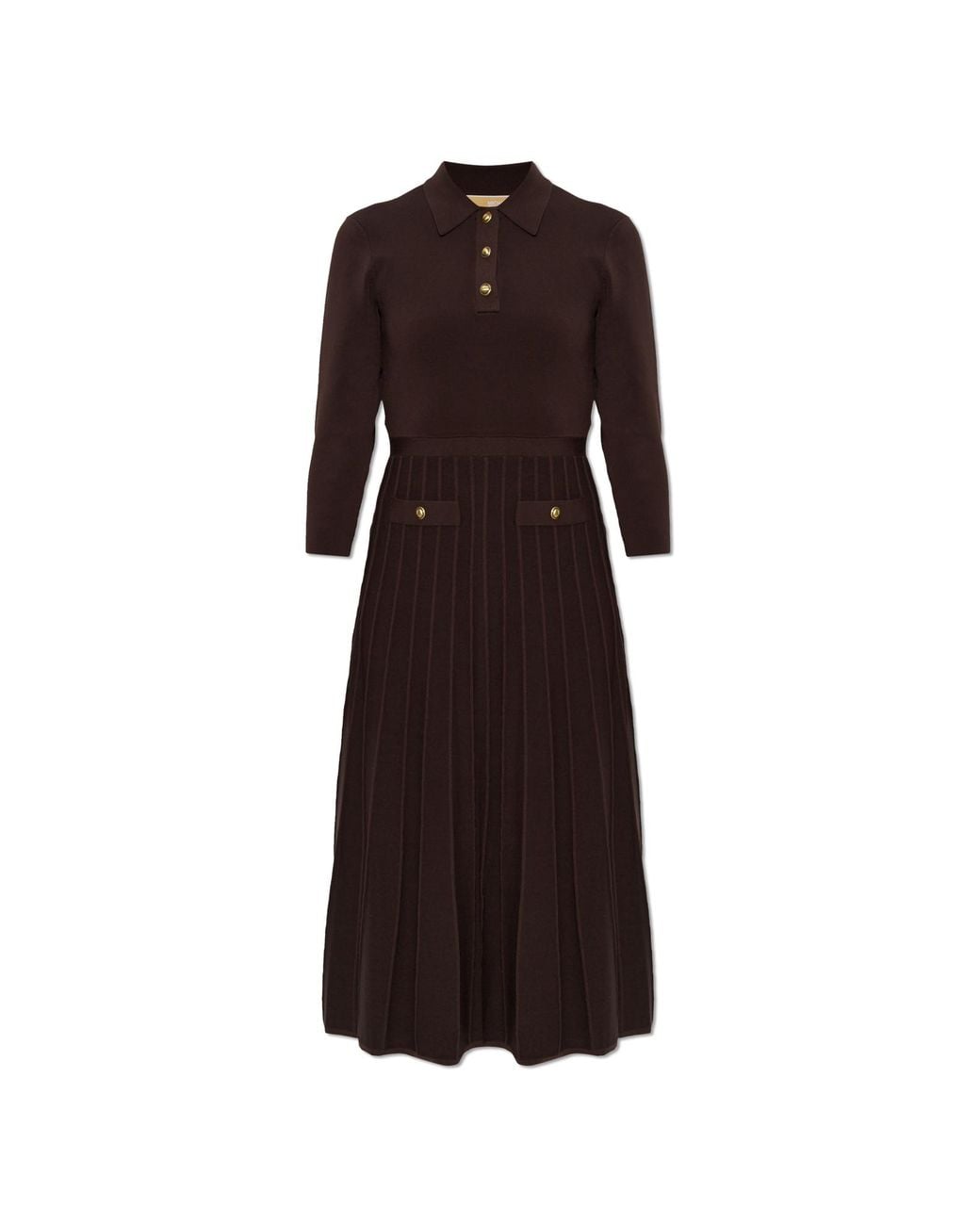 MICHAEL Michael Kors Brown Long Dress With Collar