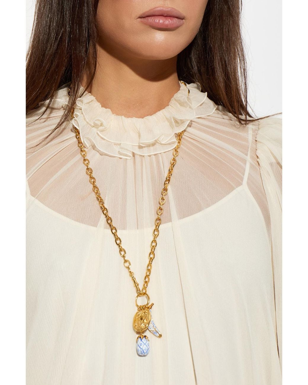 Chloé Metallic Brass Necklace 'Bloomcraft'